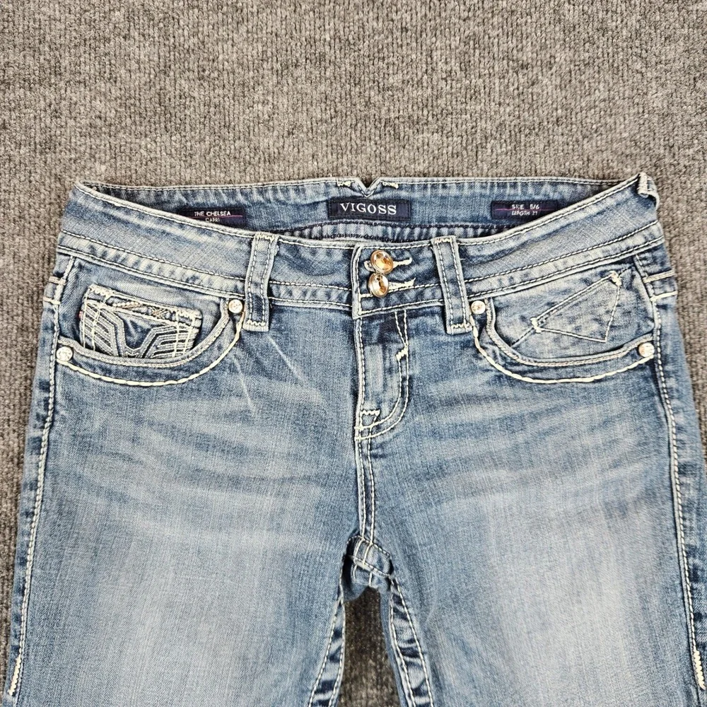 Vigoss The Chelsea Capri Jeans Womens 5/ 6 Med Wash‎ Low Rise Stretch Denim Crop